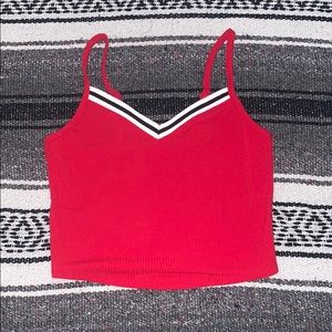 Red ribbed crop top
